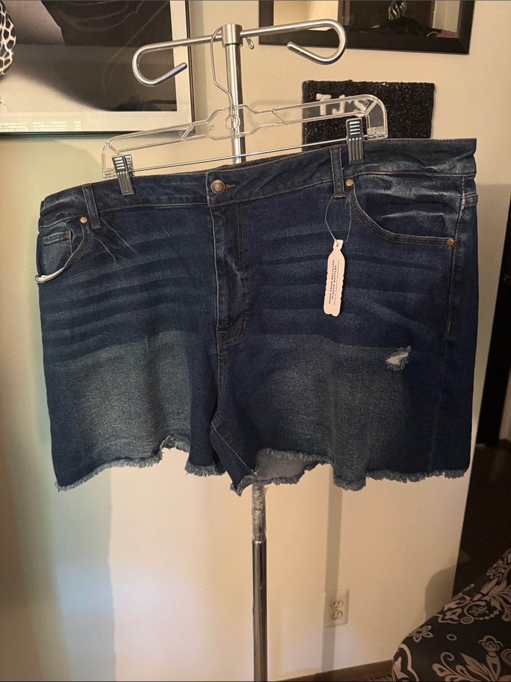 Red Women's Dark Blue Distressed Denim Shorts